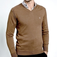 Pull homme ML col V Benson & Cherry Favilio - tabac