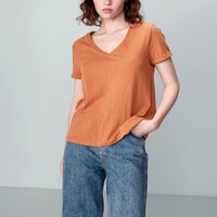 Tee Shirt mc col V Femme Grace & Mila - NOA Ocre